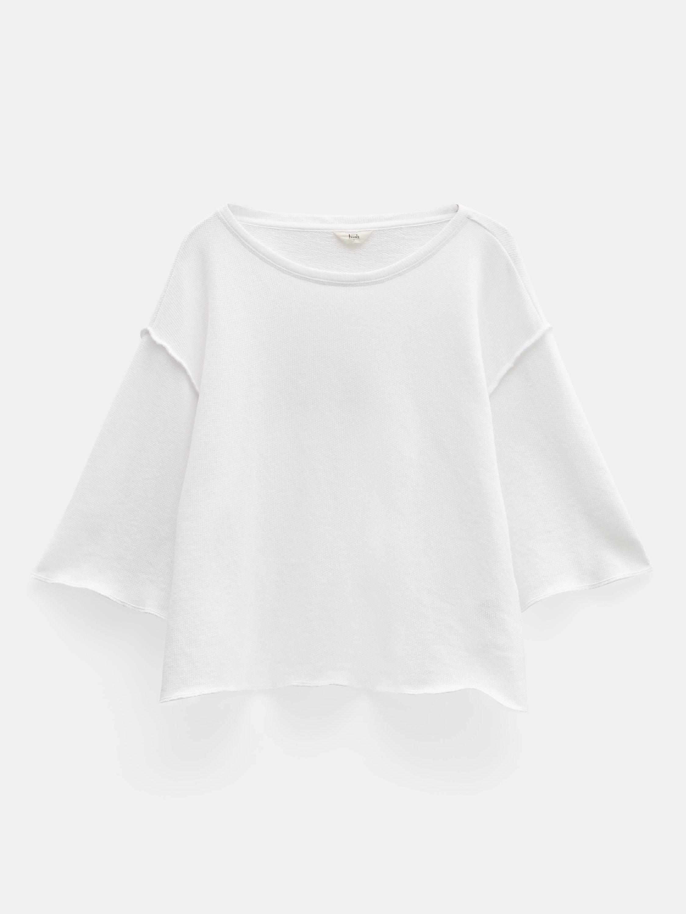 Product image 4 of 5, which shows HUSH Myla Textured Waffle Cotton T-Shirt, White, L