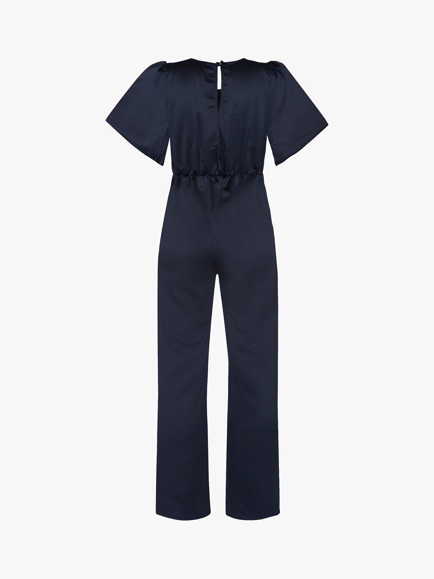Product image 4 of 4, which shows Sisters Point Curo Satin Wide Leg Jumpsuit, Black, S