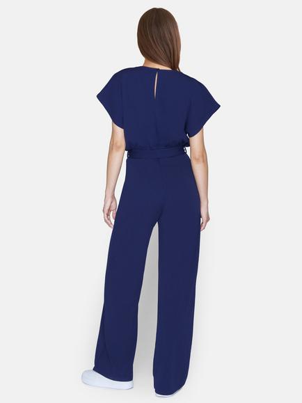 Sisters Point Girl Wide Leg Jumpsuit, Navy - view 2, Navy