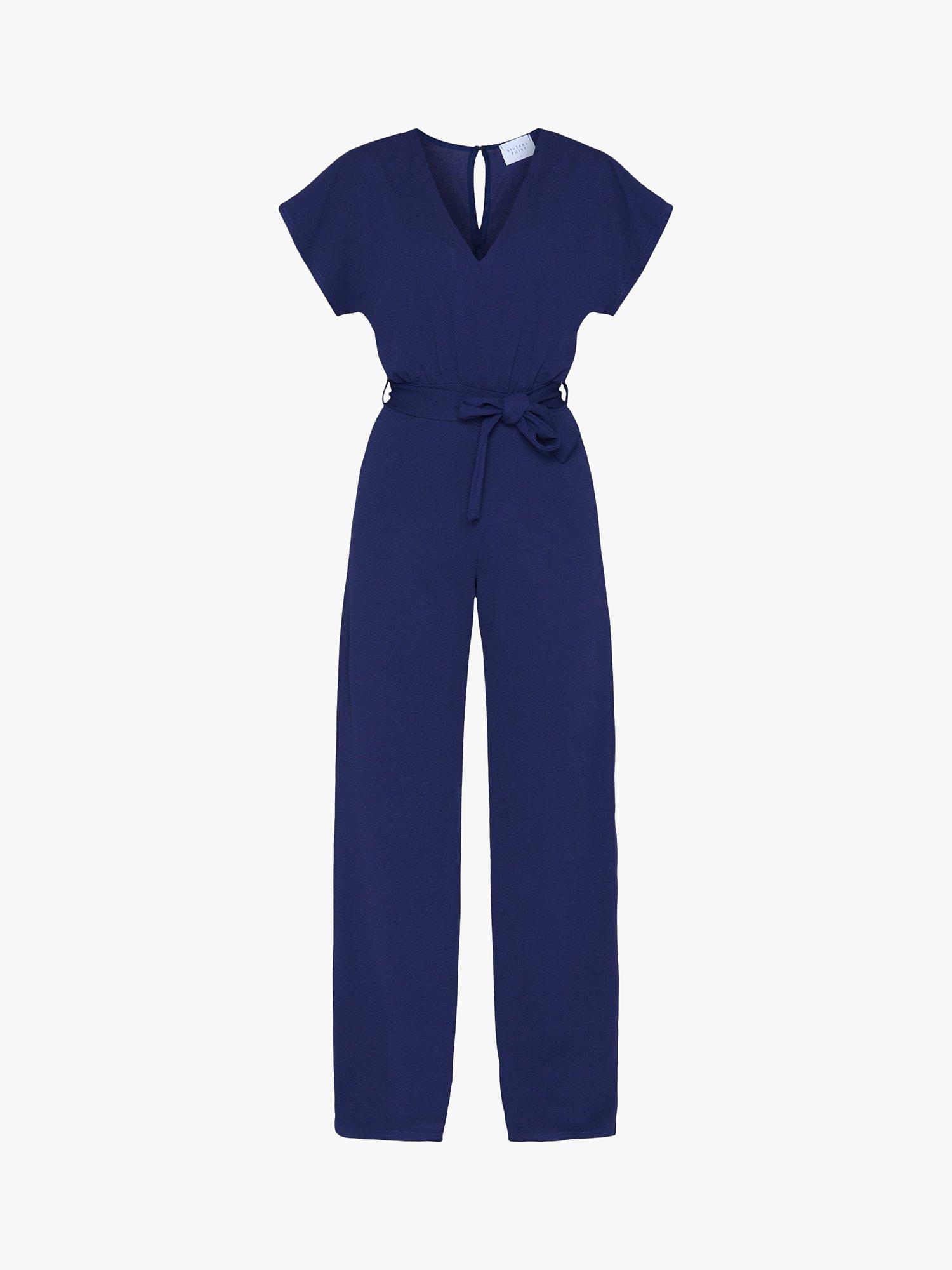 Product image 4 of 5, which shows Sisters Point Girl Wide Leg Jumpsuit, Navy, XS