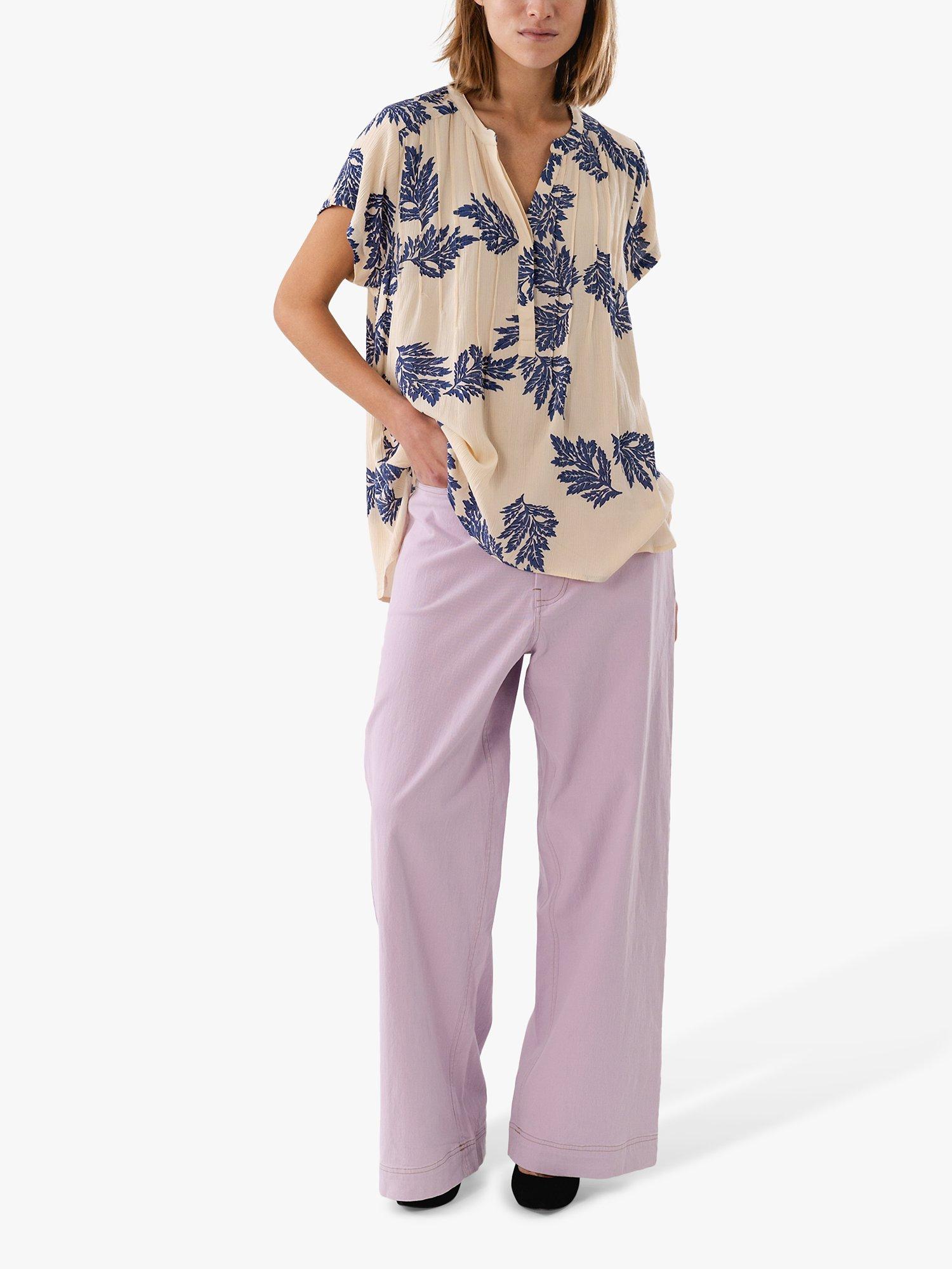 Lollys Laundry Heather Loose Fit Print Top, Blue/White