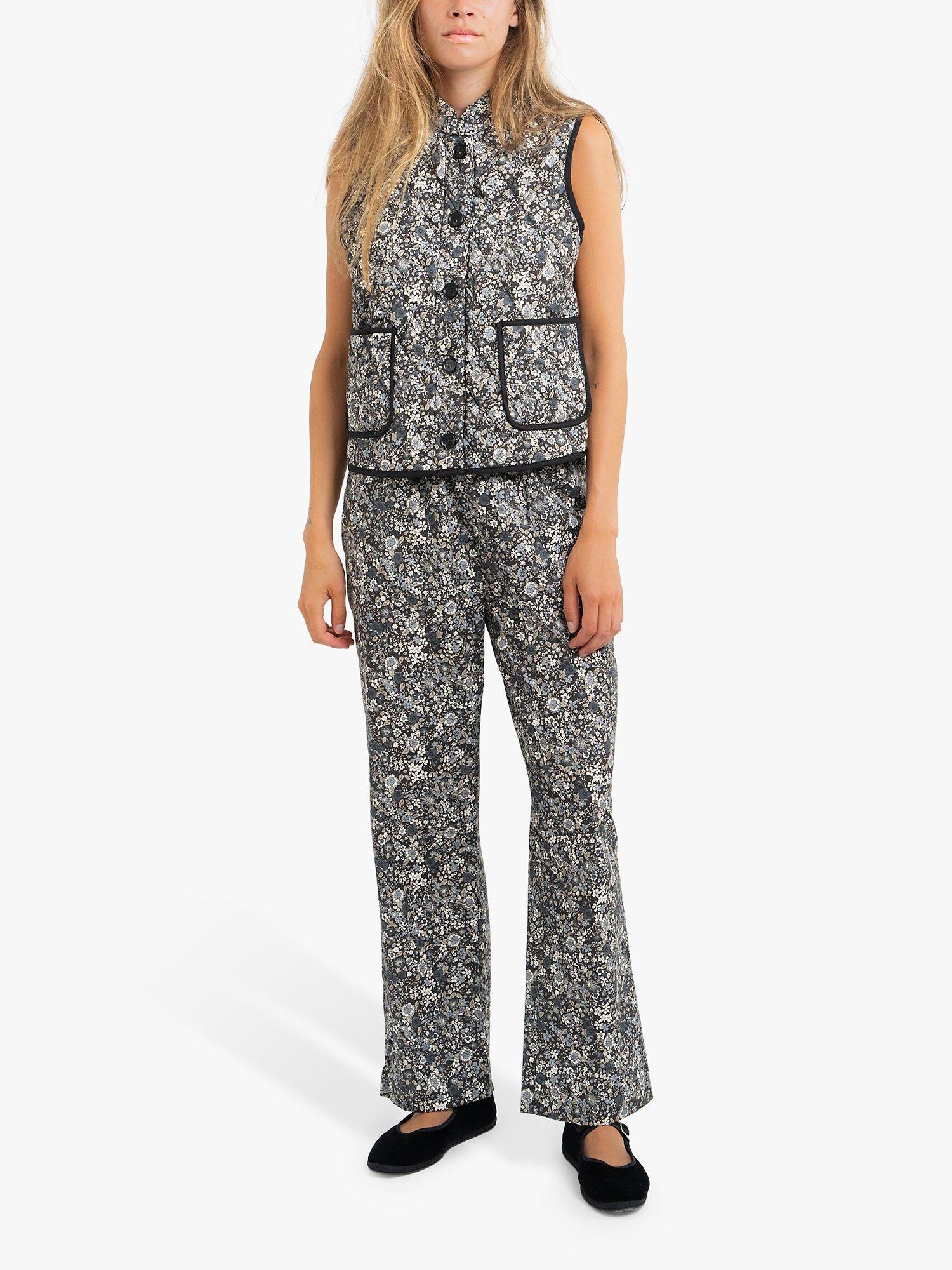 Product image 1 of 4, which shows Lollys Laundry Bill Floral Trousers, Washed Black, XXL