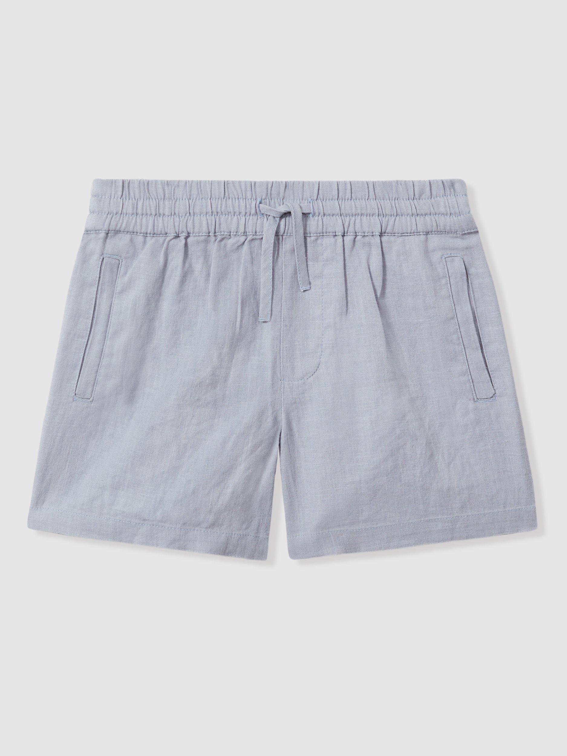 Reiss Kids' Acen Linen Shorts, Soft Blue