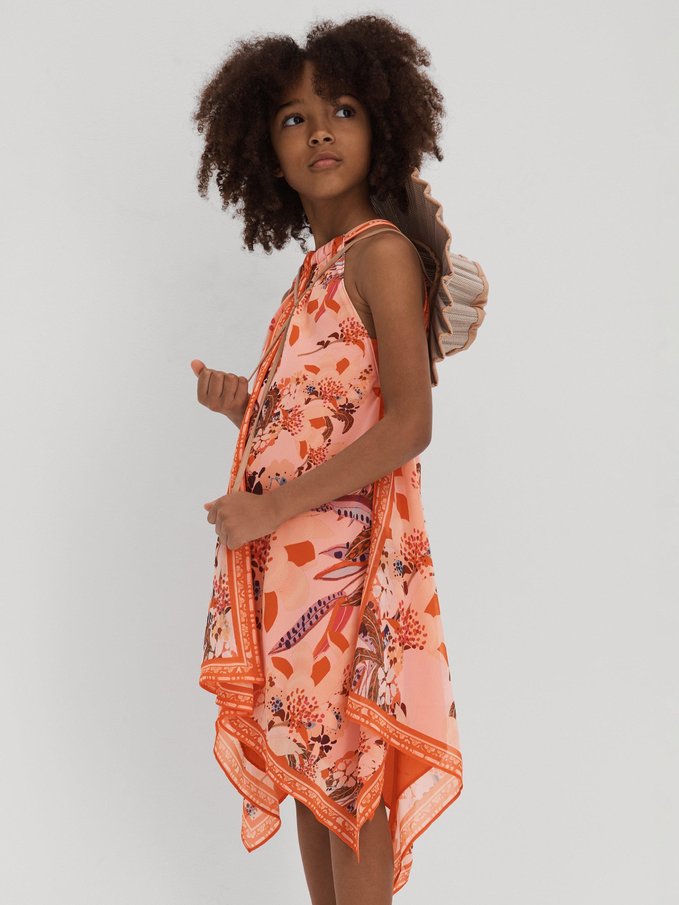 Reiss Akari Scarf Print Dress, Pink/Multi