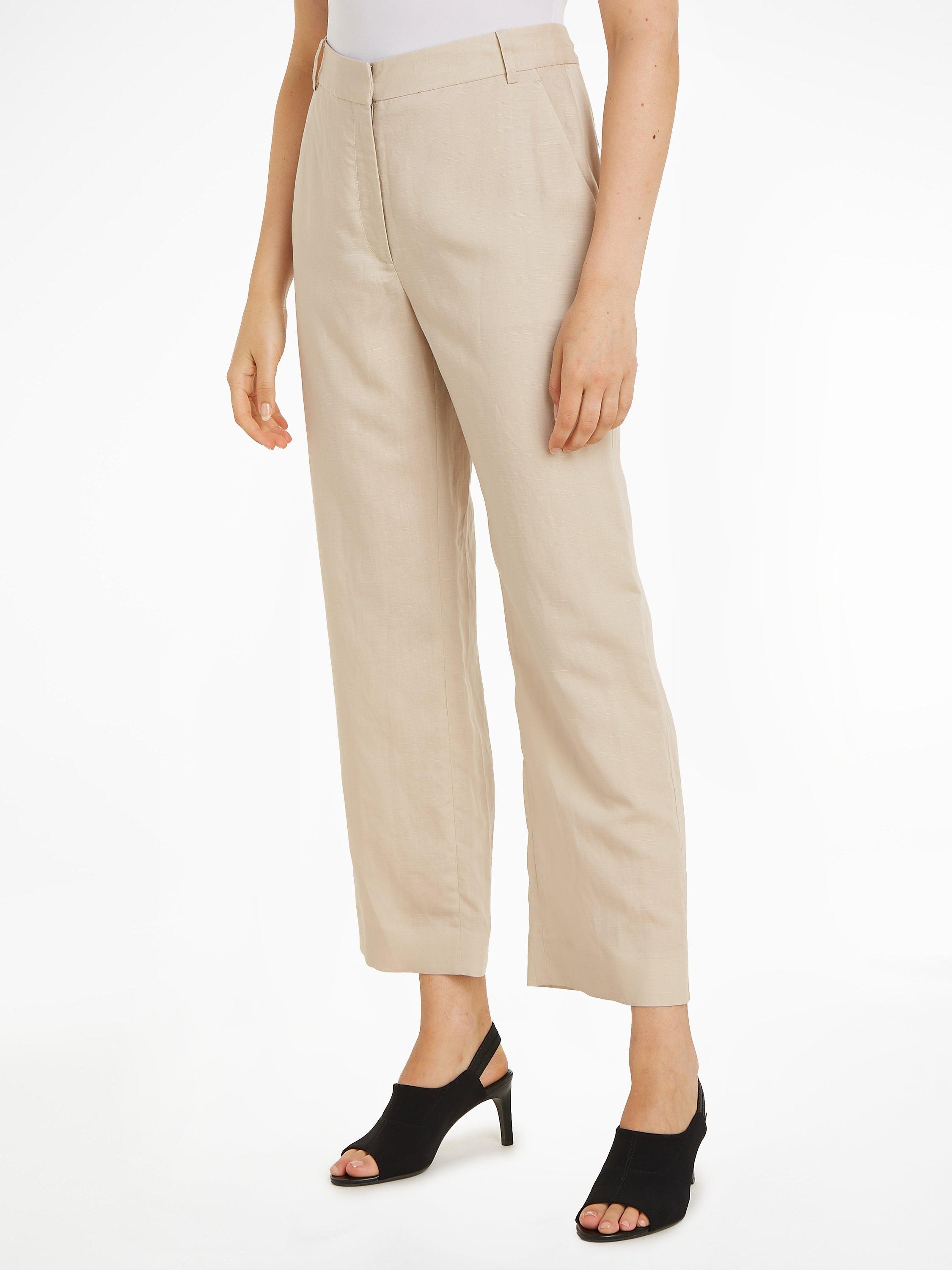 Calvin Klein Straight Cropped Trousers, Peyote