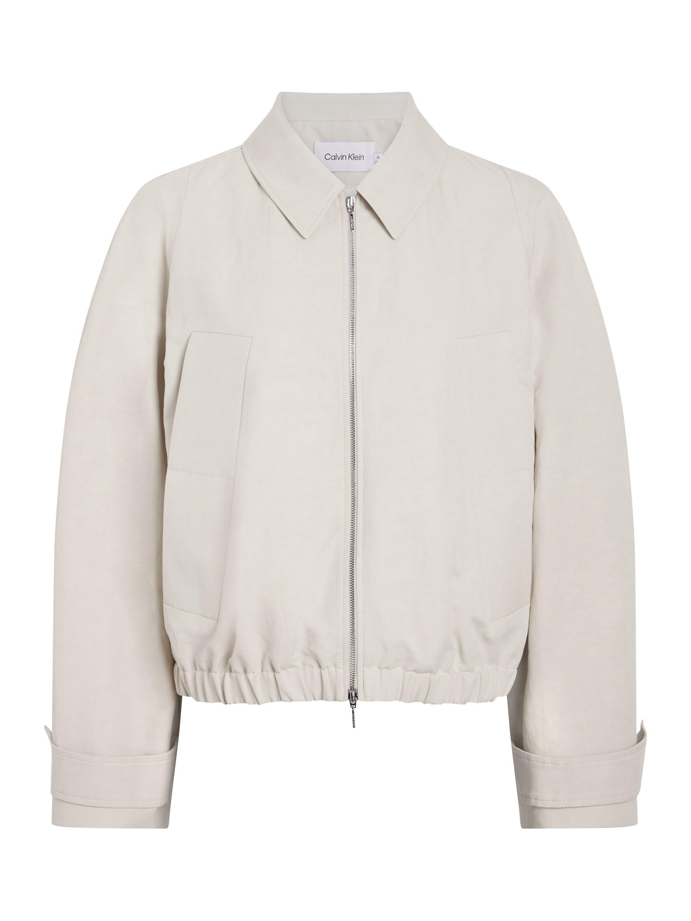 Calvin Klein Linen Blend Bomber Jacket, Peyote