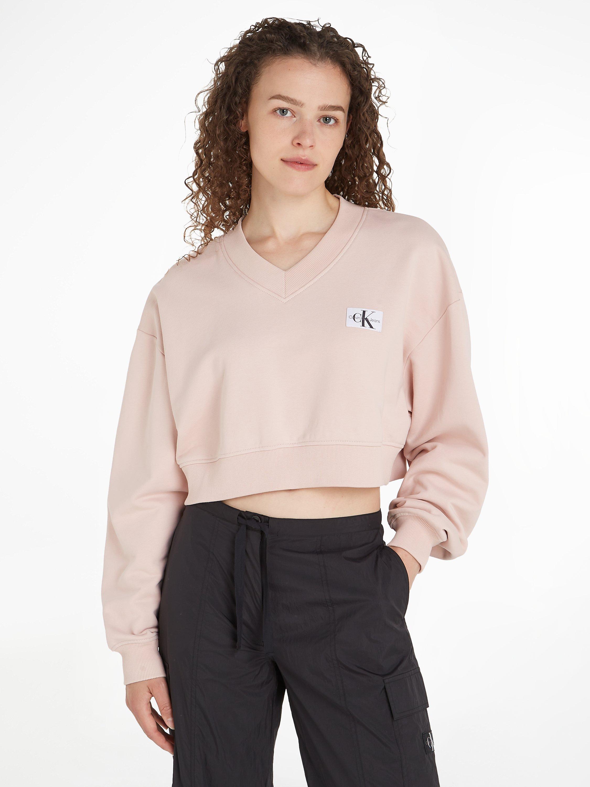 Cropped v neck sweatshirt outlet