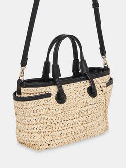 Whistles Aylin Mini Straw Tote Bag, Neutral - view 2, Neutral