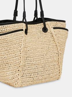 Whistles Zoelle Straw Tote Bag, Natural - view 2, Natural
