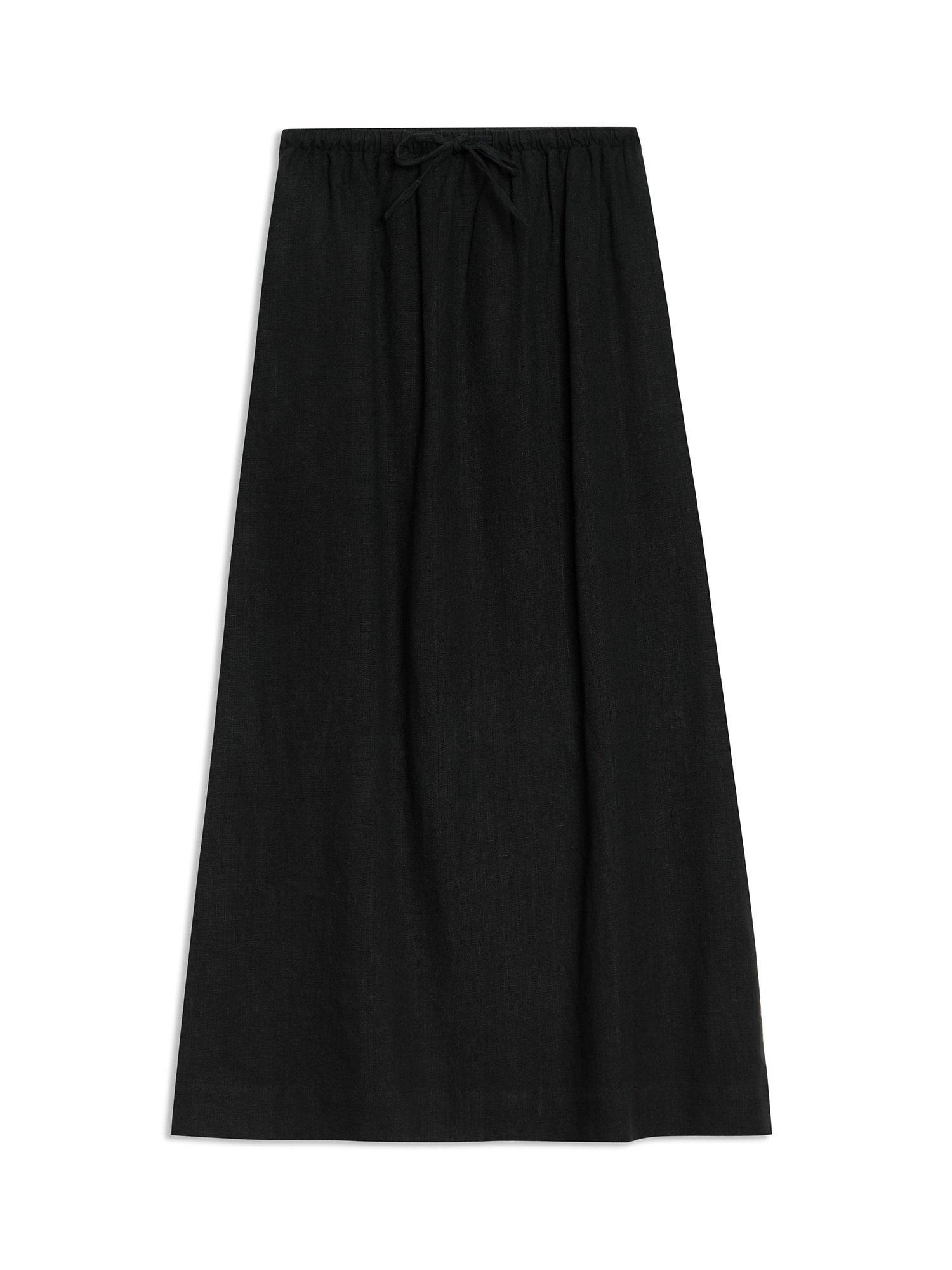 Albaray Linen A-Line Maxi Skirt, Black, 8