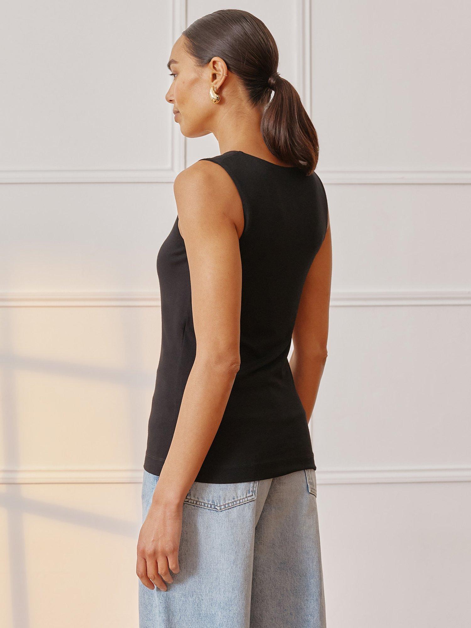 Product image 2 of 4, which shows Albaray Square Neck Vest Top, Black, 8