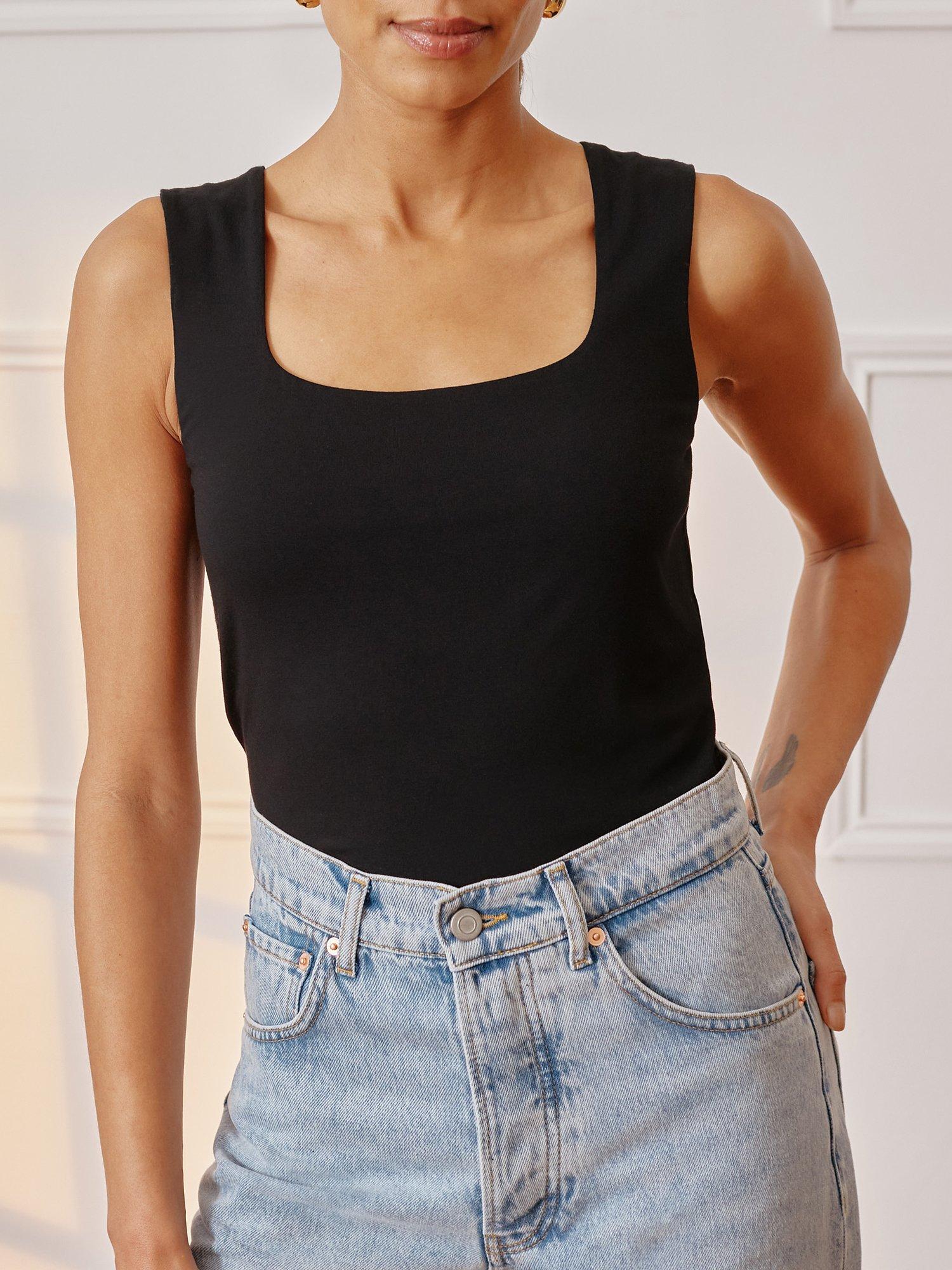 Product image 3 of 4, which shows Albaray Square Neck Vest Top, Black, 8