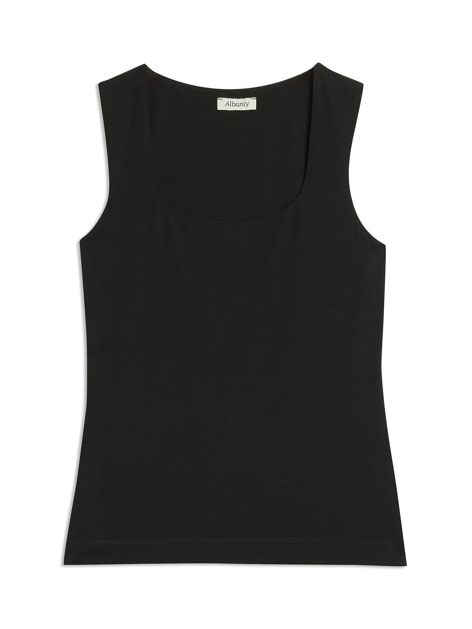 Product image 4 of 4, which shows Albaray Square Neck Vest Top, Black, 8