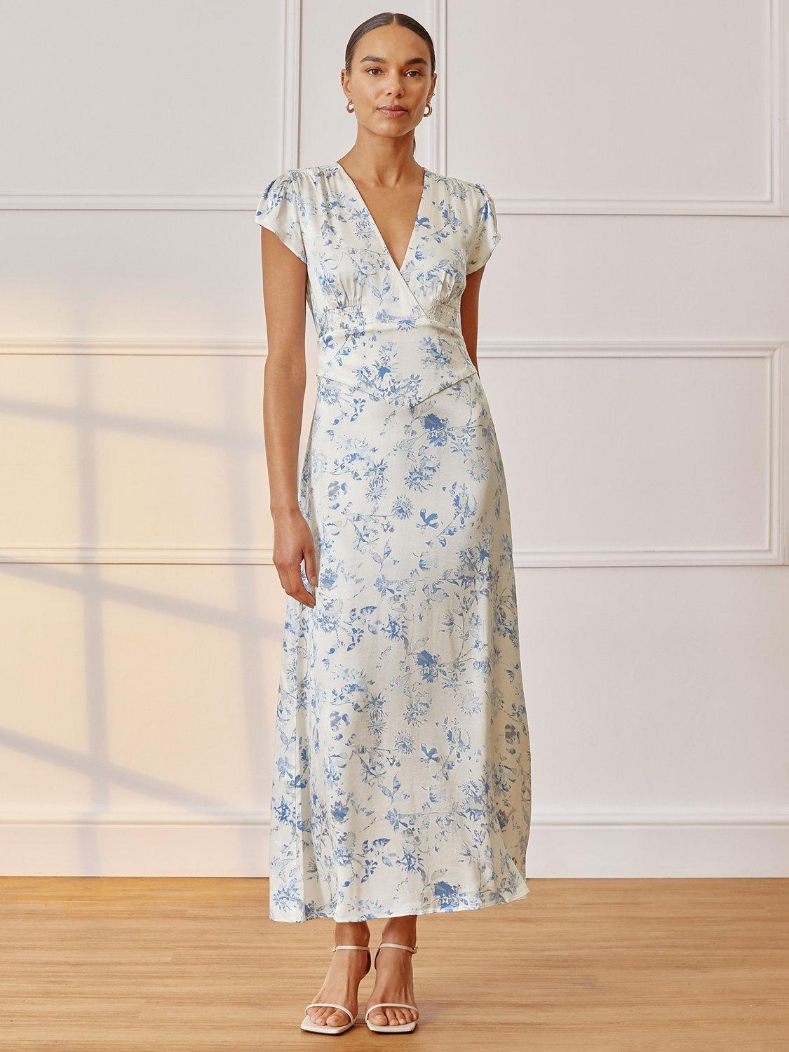 Albaray Shadow Floral Tea Dress Cream
