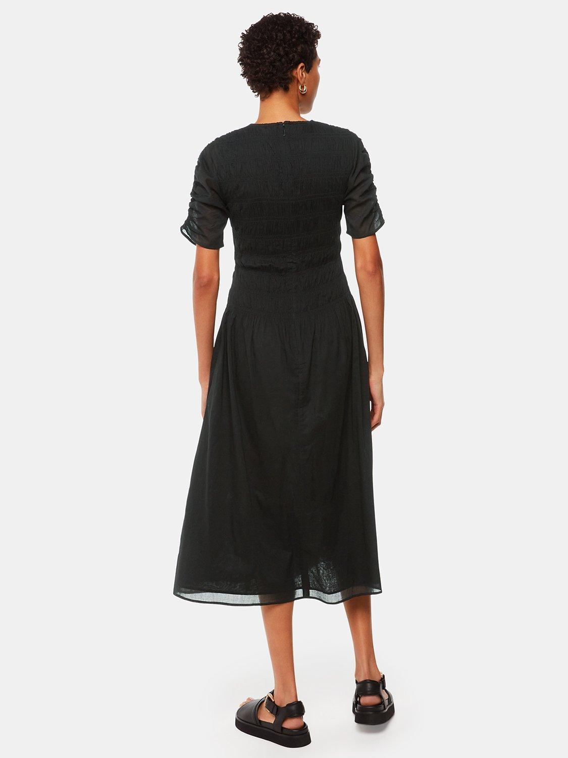 Product image 2 of 5, which shows Whistles Avery Smocked Midi Dress, Black, 6