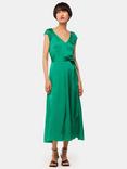 Whistles Arie Hammered Satin Midi Dress, Green