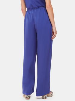 Whistles Petite Clara Wide Leg Drawstring Waist Trousers, Blue - view 2, Blue