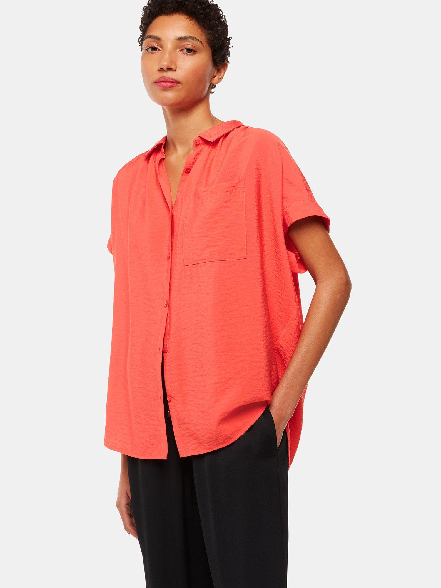 Whistles Nicola Relaxed Shirt, Coral, XS