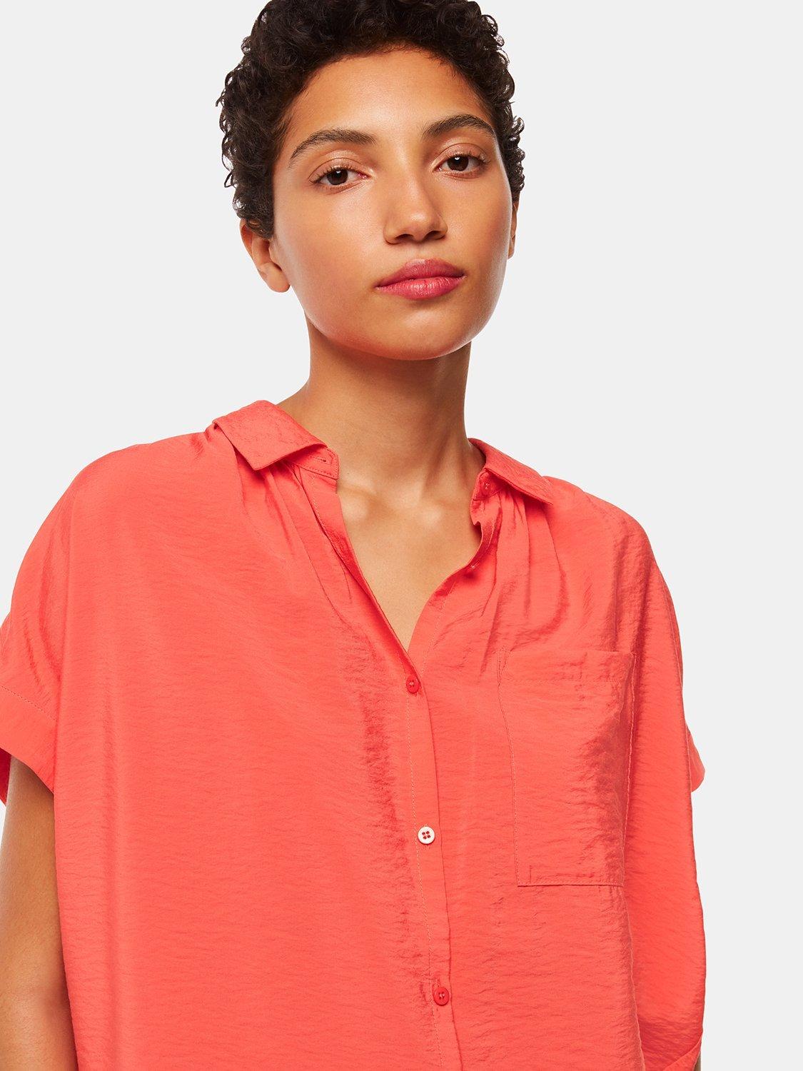 Whistles Nicola Relaxed Shirt, Coral, XS