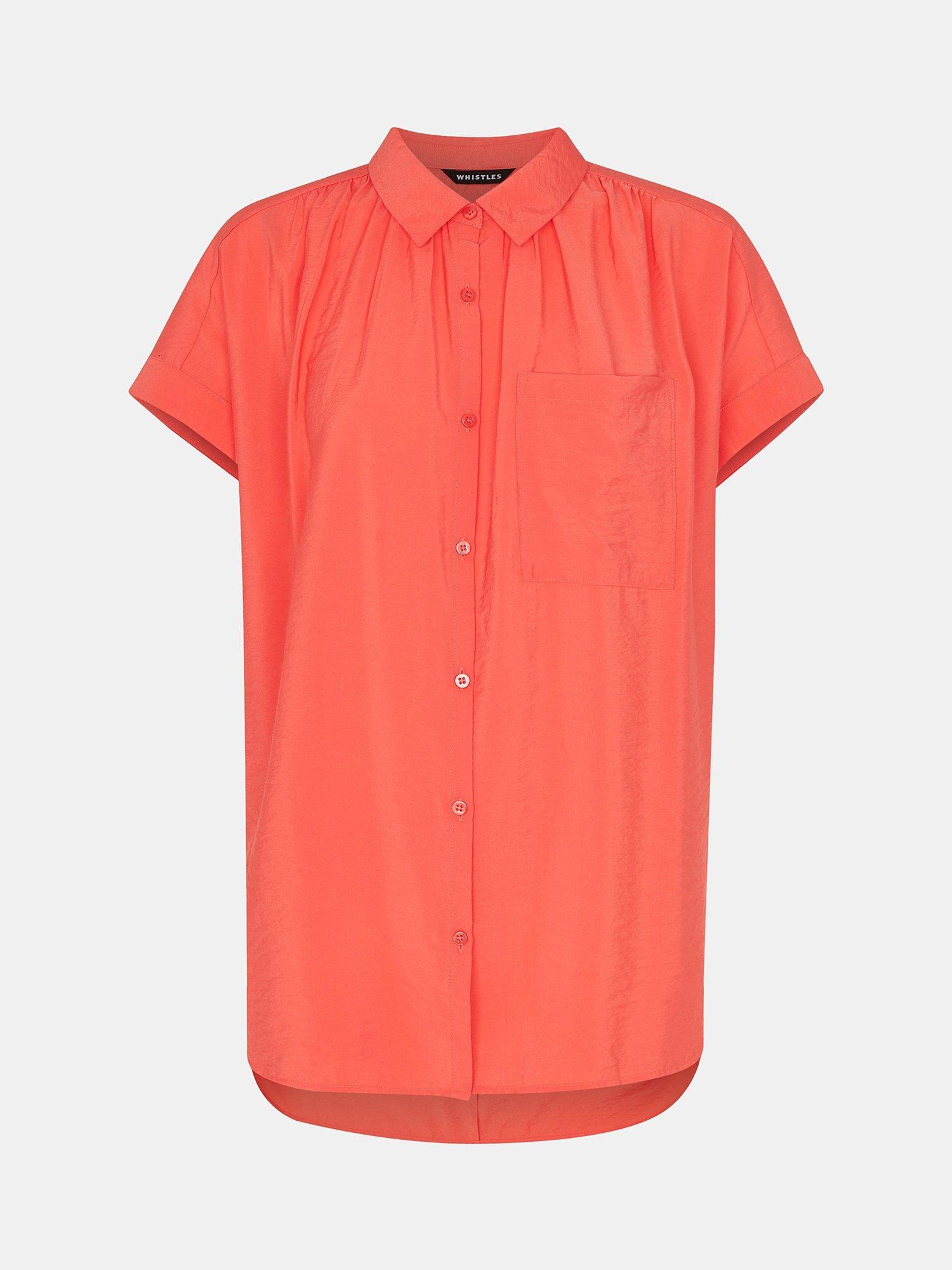 Whistles Nicola Relaxed Shirt, Coral, XS
