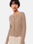 Whistles Carla Wide Rib Cardigan, Camel/Black