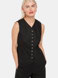 Whistles Petite Lindsey Linen Blend Waistcoat, Black