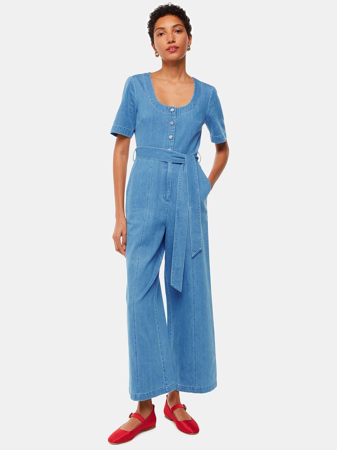 Whistles Freyja Denim Jumpsuit, Denim Blue