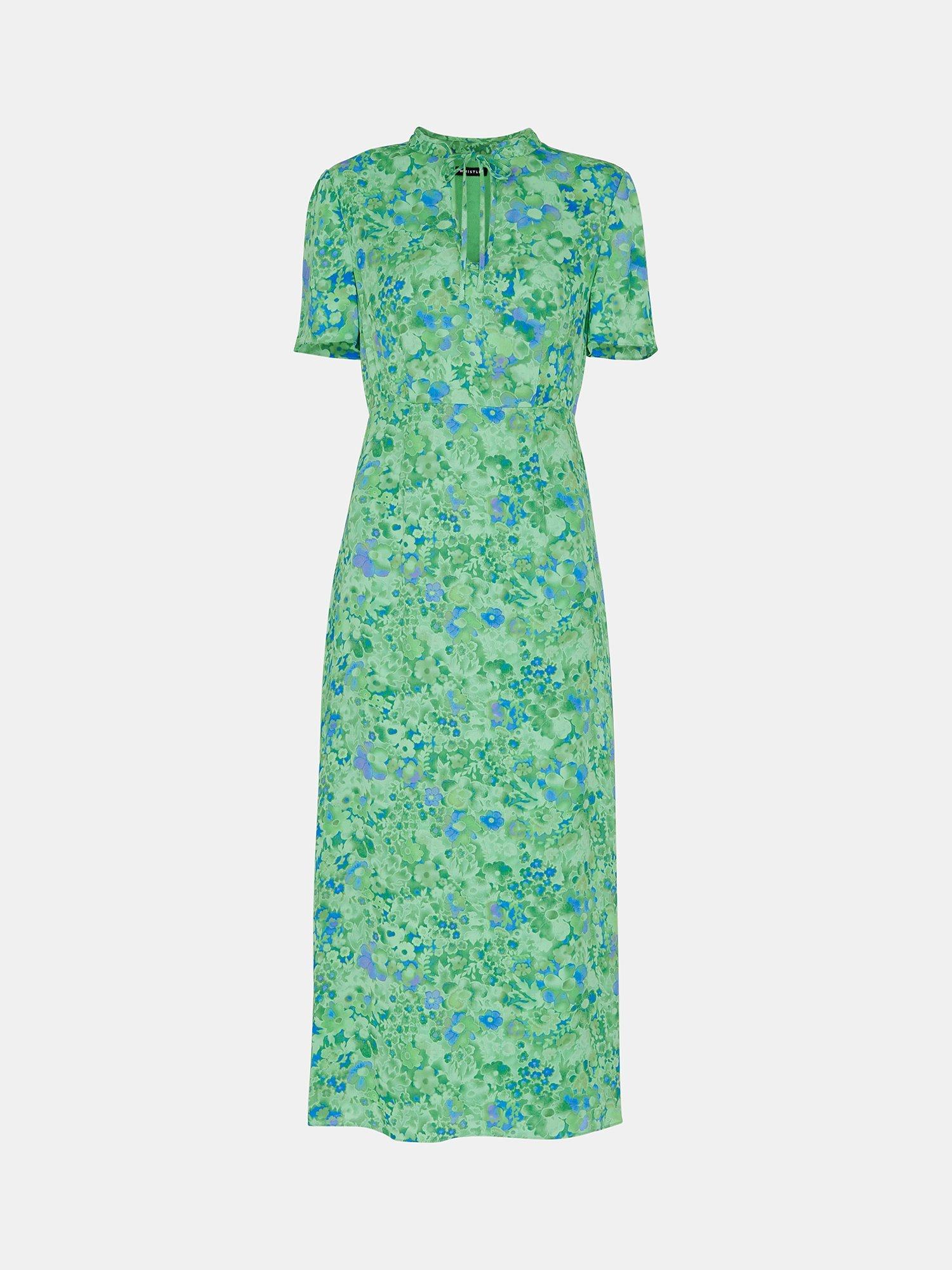 Product image 5 of 5, which shows Whistles Lucid Floral Bonnie Dress, Green/Multi, 6