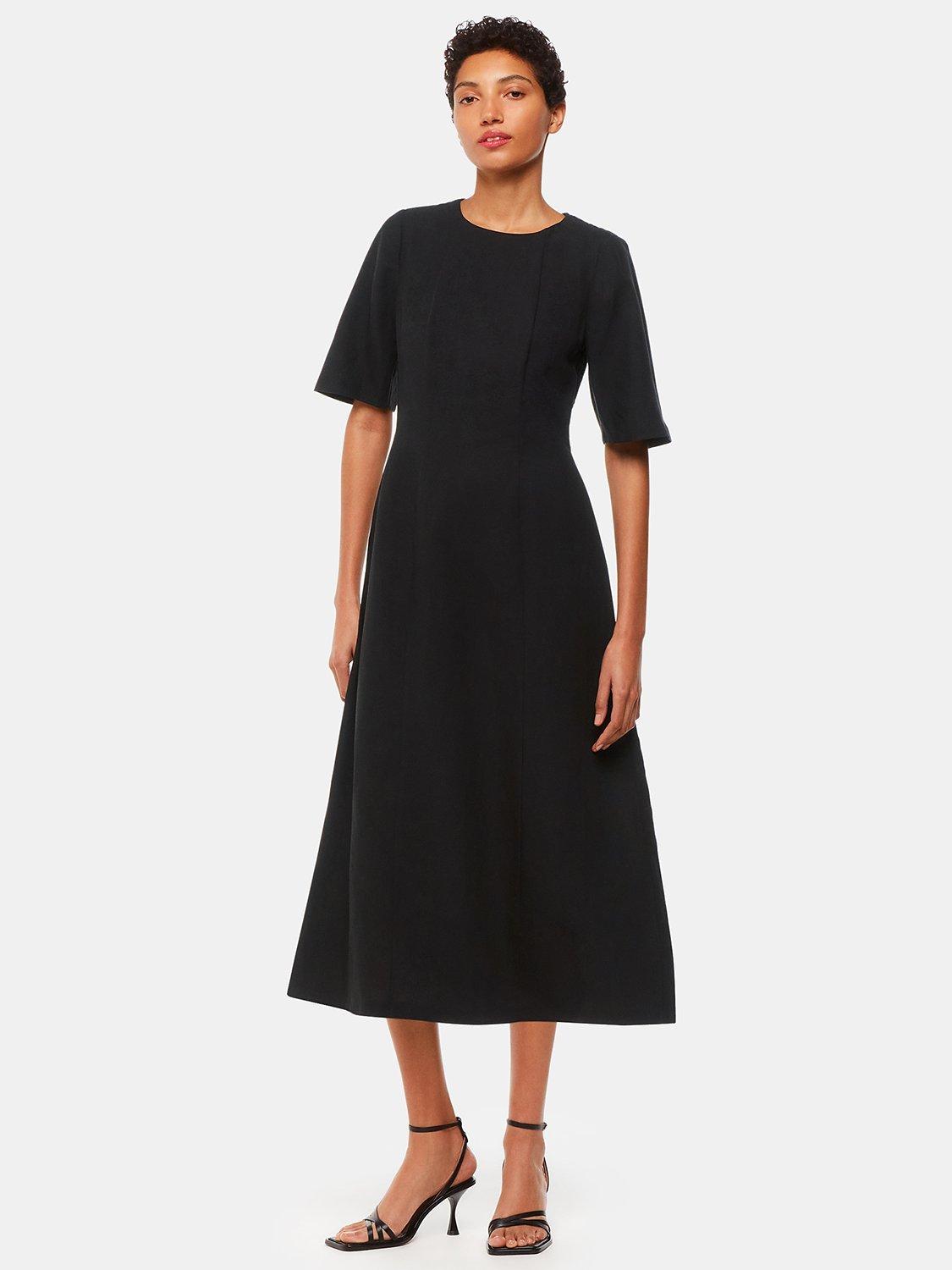 Whistles Veda Linen Blend Midi Dress, Black