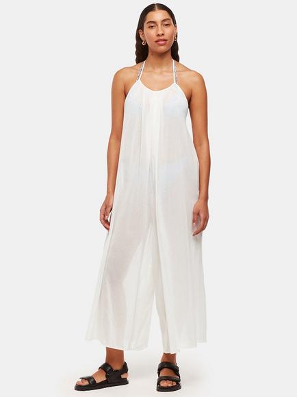 Whistles Halterneck Beach Jumpsuit, White, White