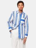 Whistles Painted Stripe Oversized Cotton Shirt, White/Blue