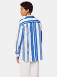 Whistles Painted Stripe Oversized Cotton Shirt, White/Blue