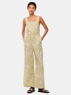 Whistles Tropical Leaves Jumpsuit, Khaki/Multi, Khaki/Multi