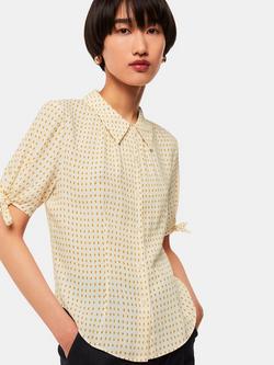 Whistles Oval Spot Tie Sleeve Blouse, Ivory/Orange