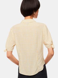 Whistles Oval Spot Tie Sleeve Blouse - view 2, Ivory/Orange