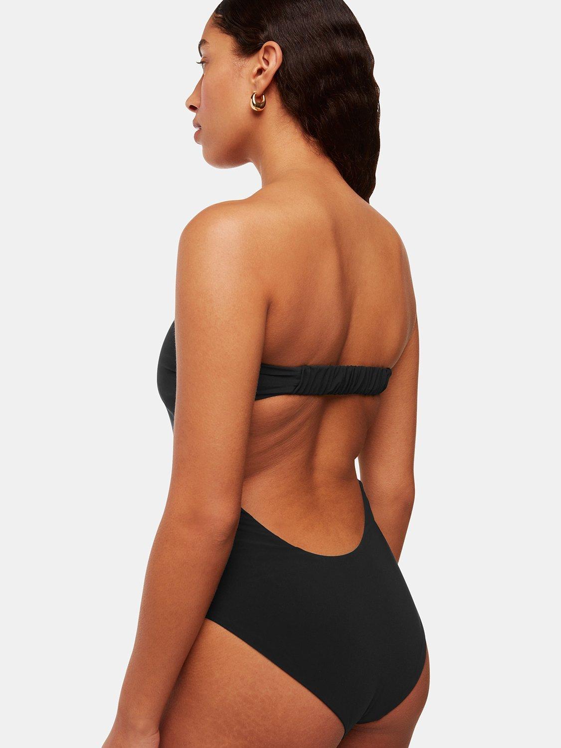 Product image 2 of 5, which shows Whistles Marcia Strapless Swimsuit, Black, 6