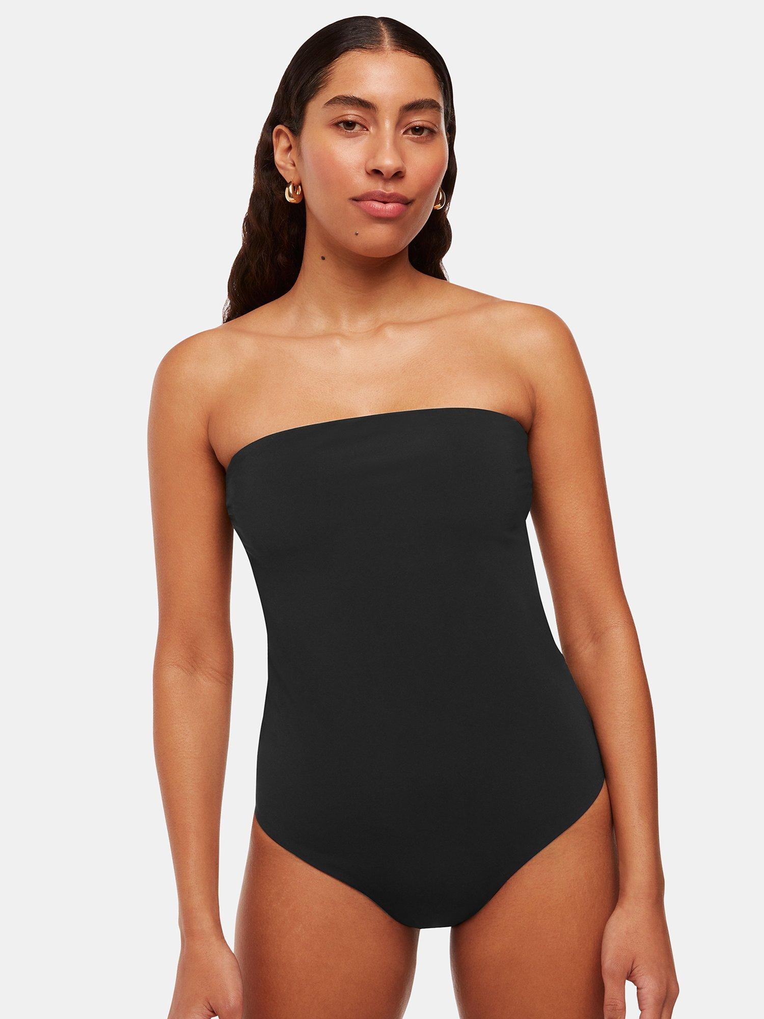 Product image 3 of 5, which shows Whistles Marcia Strapless Swimsuit, Black, 6