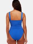 Whistles Textured Side Ruched Swimsuit, Blue