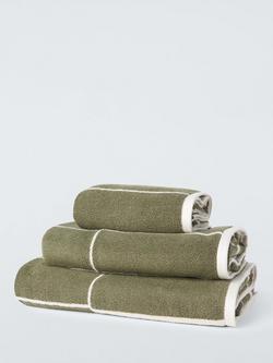 John Lewis Connect Check Towels, Avocado
