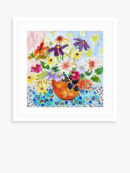 John Lewis Emma Burnett 'The Orange Vase' Framed Print & Mount, 61.5 x 61.5cm, Orange/Multi, Orange/Multi
