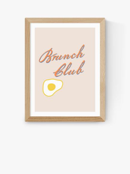 EAST END PRINTS Studio Eleni 'Brunch Club' Framed Print, Oak Frame