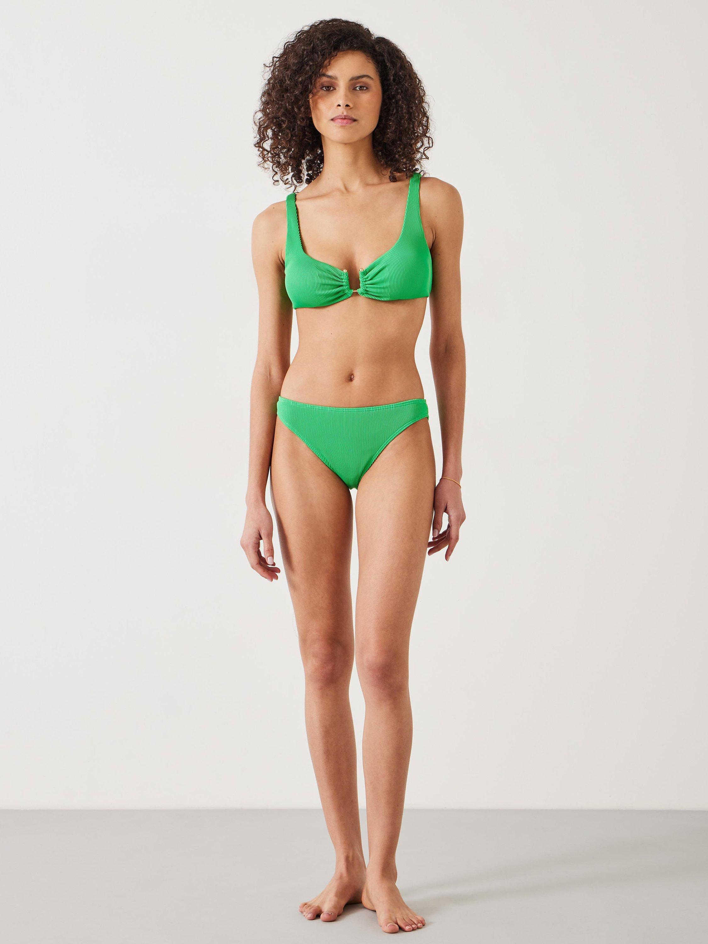 Product image 1 of 5, which shows HUSH Cally Classic Rib Bikini Bottoms, Island Green, 4
