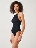 HUSH Riley Ribbed Halterneck Swimsuit, Black