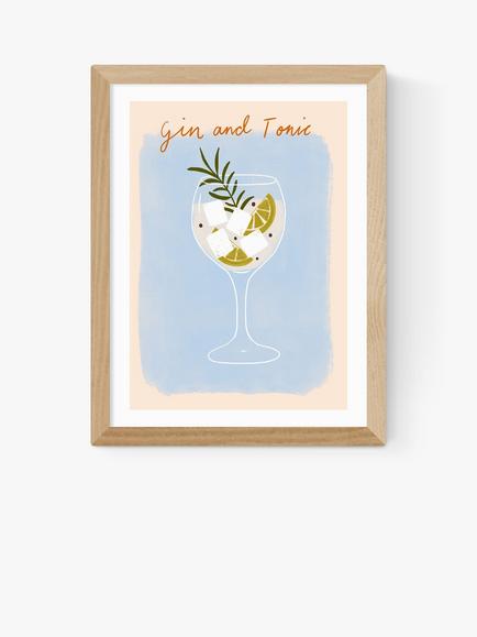 EAST END PRINTS Emmy Lupin Studio 'Gin & Tonic' Framed Print, Oak Frame