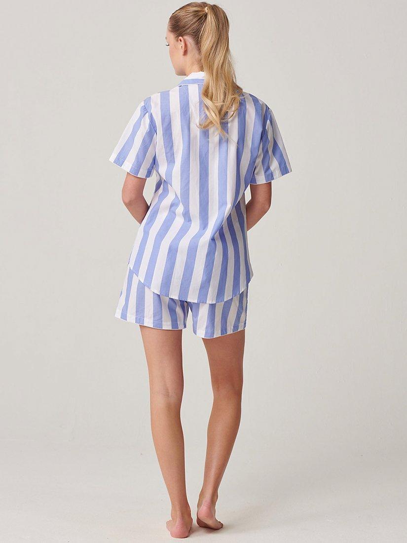 Product image 3 of 3, which shows British Boxers Crisp Cotton Short Pyjama Set, Boat Blue Stripe, XS