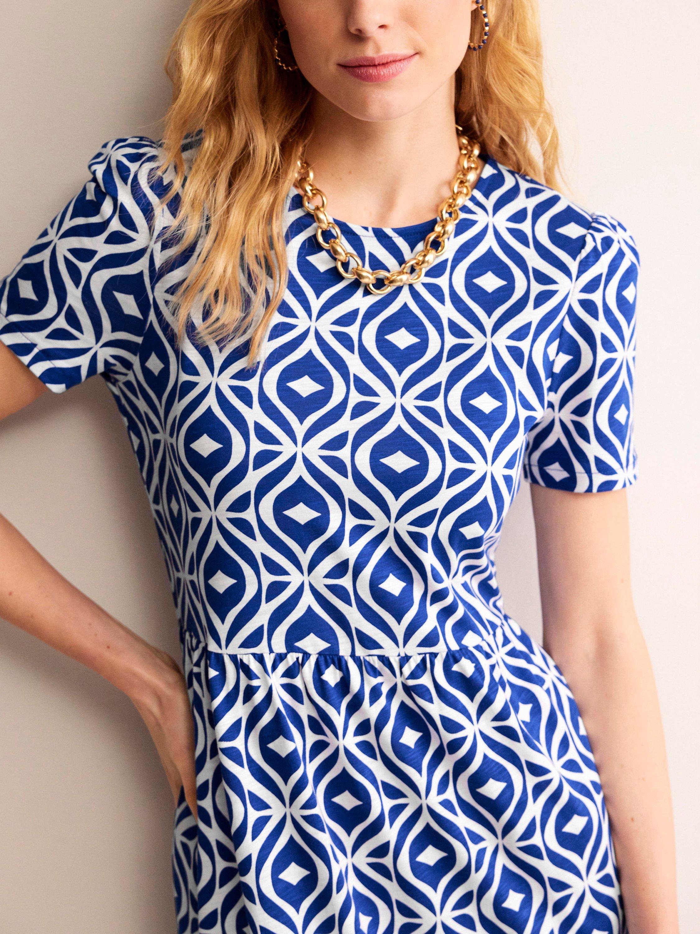 Boden Emma Wave Print Tiered Midi Jersey Dress Surf The Web