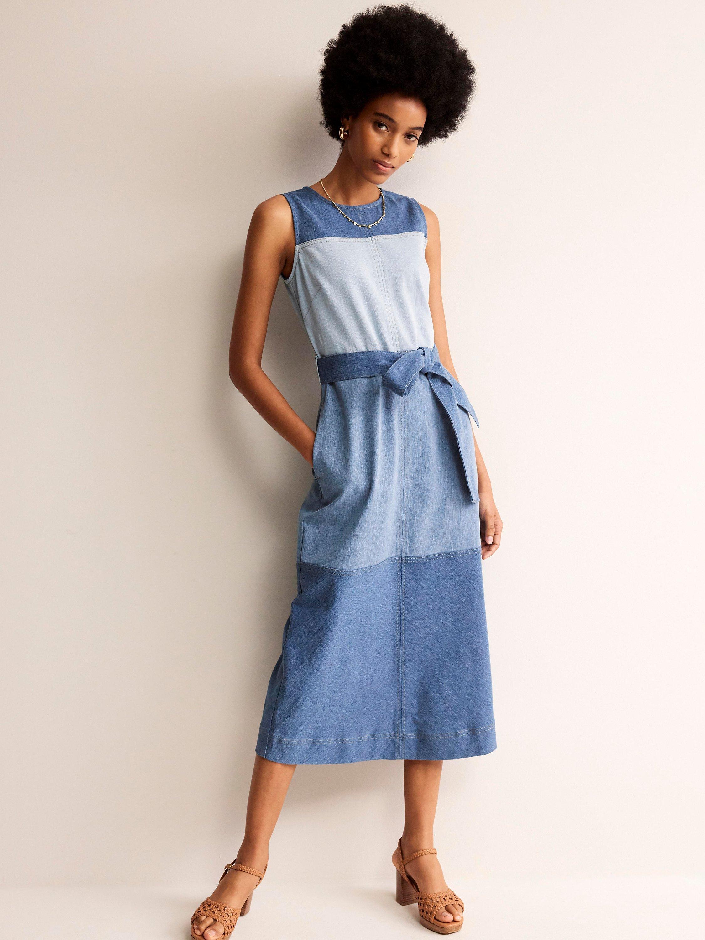 Boden Hotch Denim Midi Dress, Hotched Denim