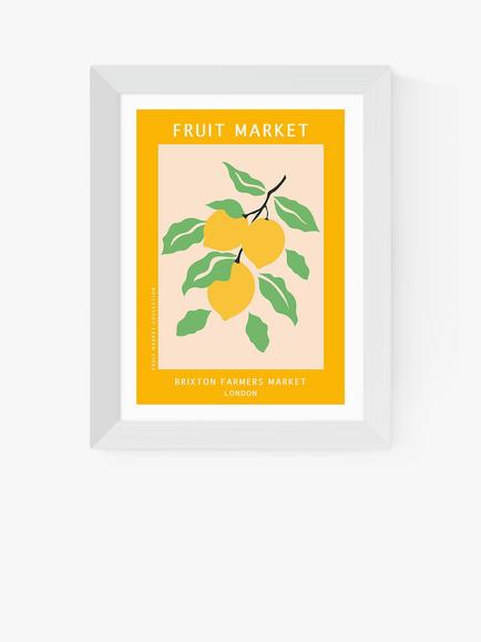 EAST END PRINTS Luxe Poster Co. 'Brixton Farmers Market' Framed Print, White Frame