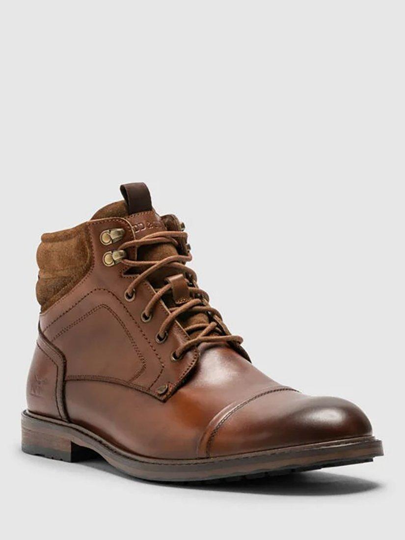 Product image 2 of 6, which shows Rodd & Gunn Dunedin Leather Military Boots, Tan Burnish, 10