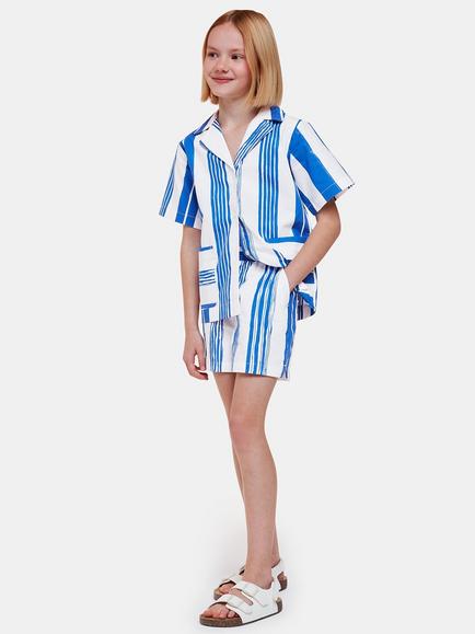 Whistles Kids' Sammy Stripe Shorts, Blue/White, Blue/White